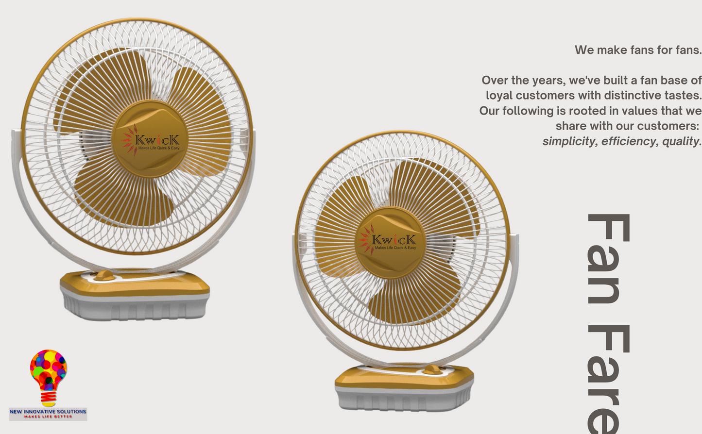 KWICK TANGO ALL PURPOSE HEAVY DUTY TABLE FAN 12" (300mm) SWEEP WHITE