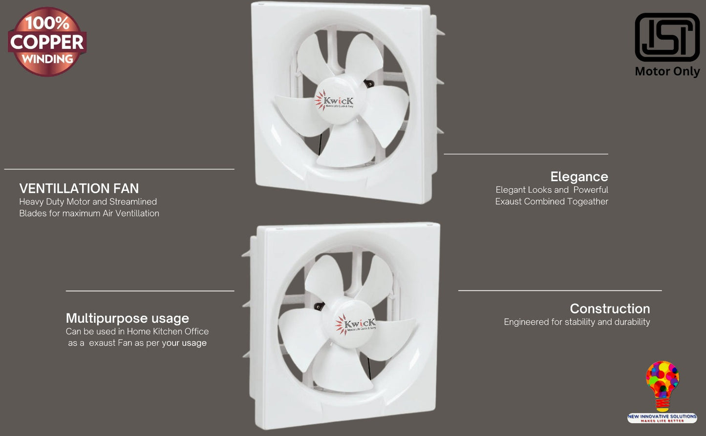 Ventillating Fan 10"(250mm) Sweep WHITE