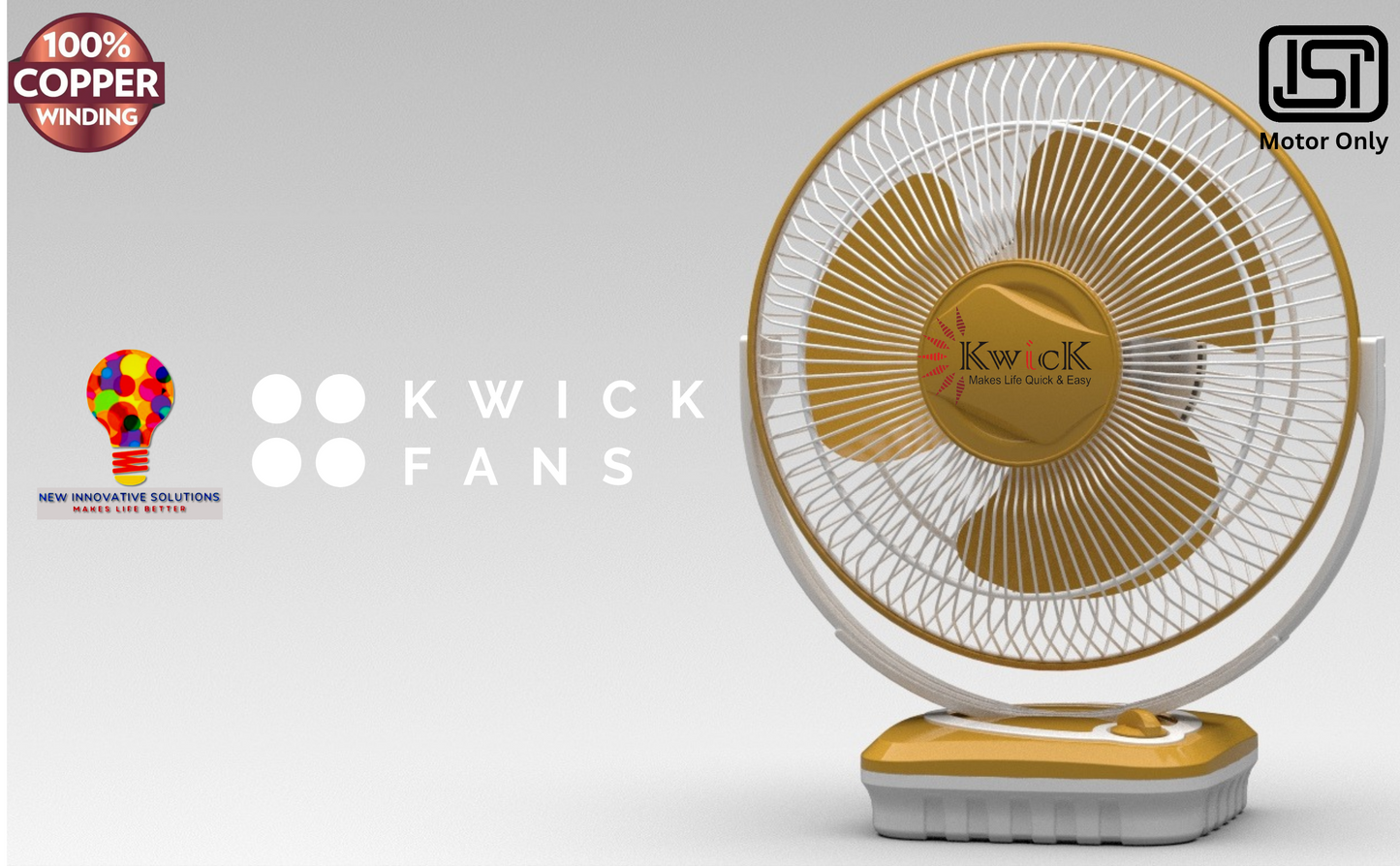 KWICK TANGO ALL PURPOSE HEAVY DUTY TABLE FAN 12"  (300mm) SWEEP WHITE