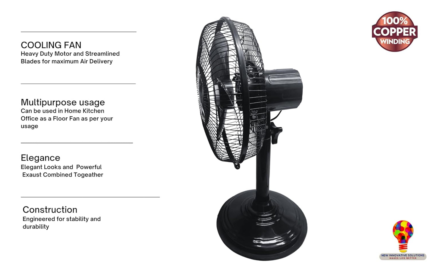 Bullet Stand Fan 12"(300mm) Sweep BLACK