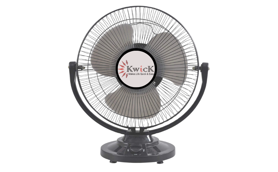 KWICK TURBO ALL PURPOSE HEAVY DUTY TABLE FAN 12"(300mm) SWEEP BLACK